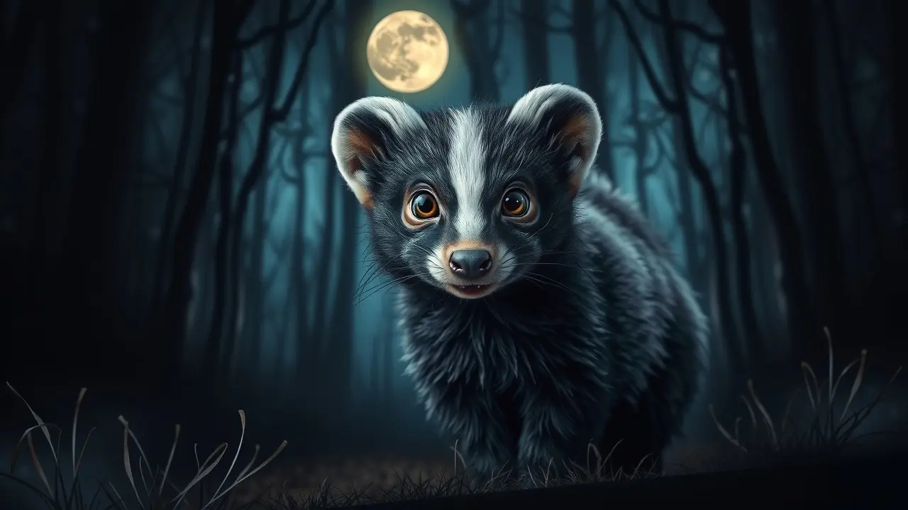 Sonhar com Gambá (Zorrilho): Descubra o Significado Oculto Zorrilho na floresta à noite